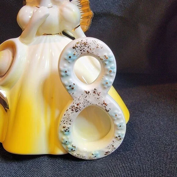 Vintage Josef Originals Birthday Angel Girl's 8th Yr Hat Girl Porcelain Figurine - Picture 3 of 5